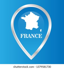 map pin and france map