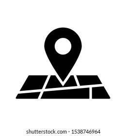 Map with pin, geo locate, pointer icon on white background. vector illustration