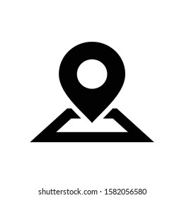 Map with pin geo locate, pointer icon on white background. vector illustration.
