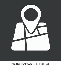 Map with pin, geo locate, pointer icon. Isolated on gray background.