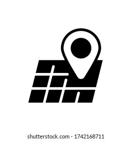 Diseño de iconos de glifo de pin de mapa. Ilustración vectorial de ubicación de viaje.