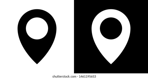 Map Pin. Glyph Icon in White and Black Version.