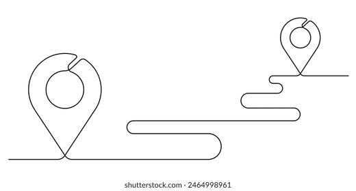 map pin gps location continuous line drawing minimalism vector illustration copy space