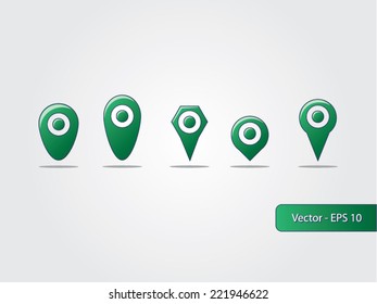 Map pin green - 5 types