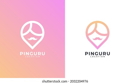 Map Pin Guru Logo Design Template Elemant