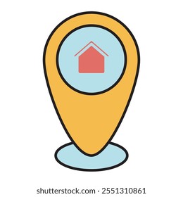 map pin home icon isolated
