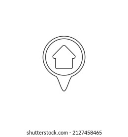 Map pin with home line editable icon