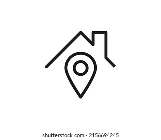 Map pin home premium line icon. Simple high quality pictogram. Modern outline style icons. Stroke vector illustration on a white background. 