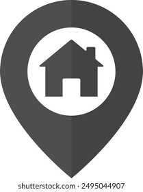 Map pin with a house. Home location pin on transparent background. Location vector icon