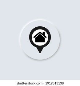 Map pin with house, home vector neumorphism design icon