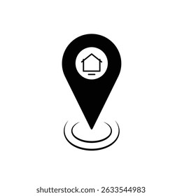 Landkarte Pin mit Haus Symbol Illustration flach