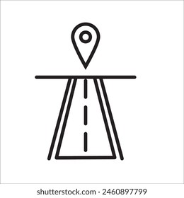 Map pin icon above woman backpacking on remote desert road