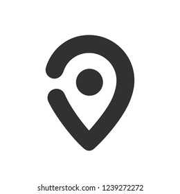 Map pin icon, black geo location sign, vector illustration isolated on white background