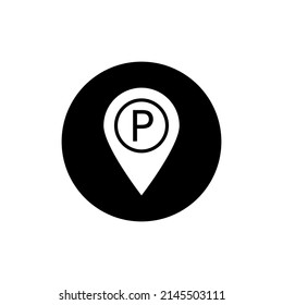 Map pin icon in black round