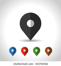 map pin icon. color set. flat design, vector