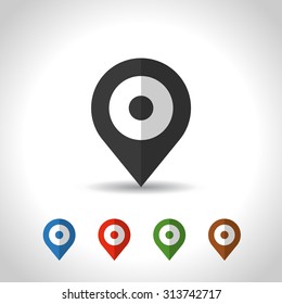 map pin icon. color set. flat design, vector