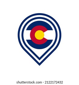 map pin icon of colorado flag. isolated on white background