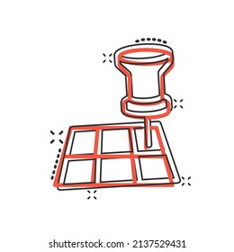 Map pin icon in comic style. gps navigation cartoon vector illustration on white isolated background. Locate position splash effect business concept.