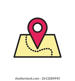 Map with Pin Icon - Delivery Route Tracking Symbol