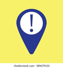 Map pin icon with exclamation mark