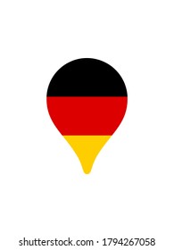 Map pin icon with The flag of Germany on white background