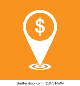 map pin icon flat design for web and mobile application, stock vector illustration, EPS10.