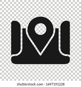 Map pin icon in flat style. gps navigation vector illustration on white isolated background. Locate position business concept.