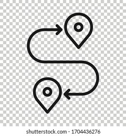 Map pin icon in flat style. gps navigation vector illustration on white isolated background. Locate position business concept.
