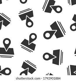 Map pin icon in flat style. gps navigation vector illustration on white isolated background. Locate position seamless pattern business concept.