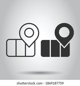 Map pin icon in flat style. gps navigation vector illustration on white isolated background. Locate position business concept.