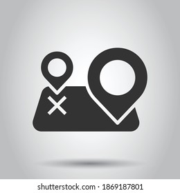 Map pin icon in flat style. gps navigation vector illustration on white isolated background. Locate position business concept.