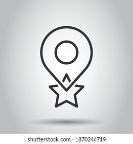 Map pin icon in flat style. gps navigation vector illustration on white isolated background. Locate position business concept.