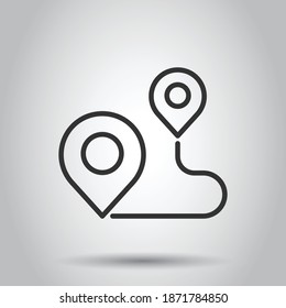 Icono de alfiler de mapa en estilo plano. ilustración del vector de navegación gps en fondo aislado blanco. Localice el concepto de negocio de posición.