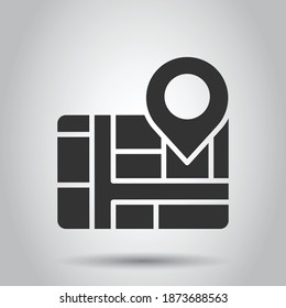 Map pin icon in flat style. gps navigation vector illustration on white isolated background. Locate position business concept.