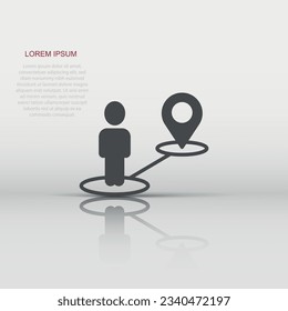 Map pin icon in flat style. Gps navigation vector illustration on white isolated background. Locate position business concept.