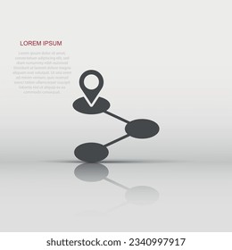 Map pin icon in flat style. Gps navigation vector illustration on white isolated background. Locate position business concept.