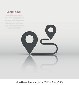 Map pin icon in flat style. gps navigation vector illustration on white isolated background. Locate position business concept.
