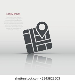 Map pin icon in flat style. gps navigation vector illustration on white isolated background. Locate position business concept.