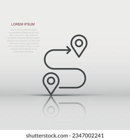 Map pin icon in flat style. gps navigation vector illustration on white isolated background. Locate position business concept.