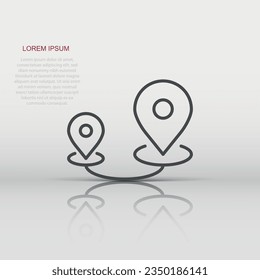 Map pin icon in flat style. gps navigation vector illustration on white isolated background. Locate position business concept.