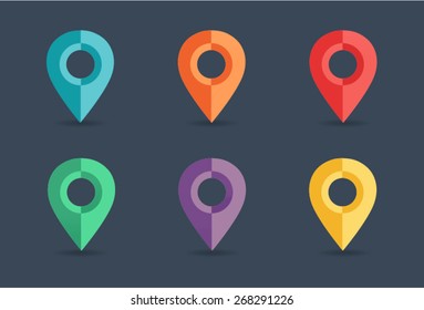 Map pin icon in flat style