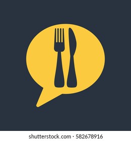 Map pin icon with fork and knife