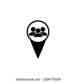 Map pin icon with group of people