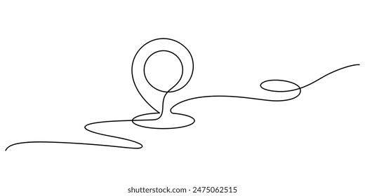 map pin icon hand drawn continuous line drawing minimalism vector illustration copy space