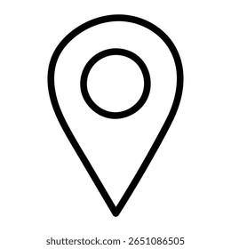 Icono de pin de mapa. Símbolo de estilo doodle dibujado a mano de marcador de ubicación para navegación, GPS y diseño de interfaz de mapa. Ilustración vectorial, aislada.