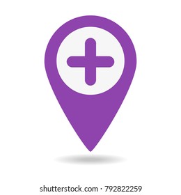 map pin icon hospital on white background. Vector illustration