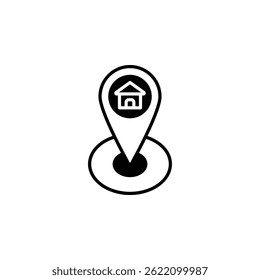 Ícone de pino de mapa com casa, ideal para imóveis, entrega em casa, aplicativos baseados em localização ou localização de endereço.