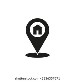Map pin icon. Pin with a house. Vector illustration. EPS 10.