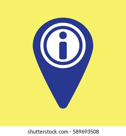 Map pin icon with information sign