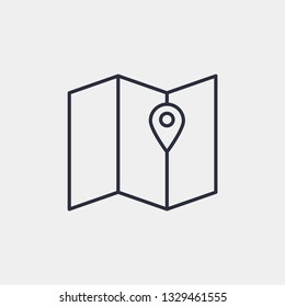 Map with pin icon isolated on background. Location symbol modern, simple, vector, icon for website design, mobile app, ui. Vector Illustration